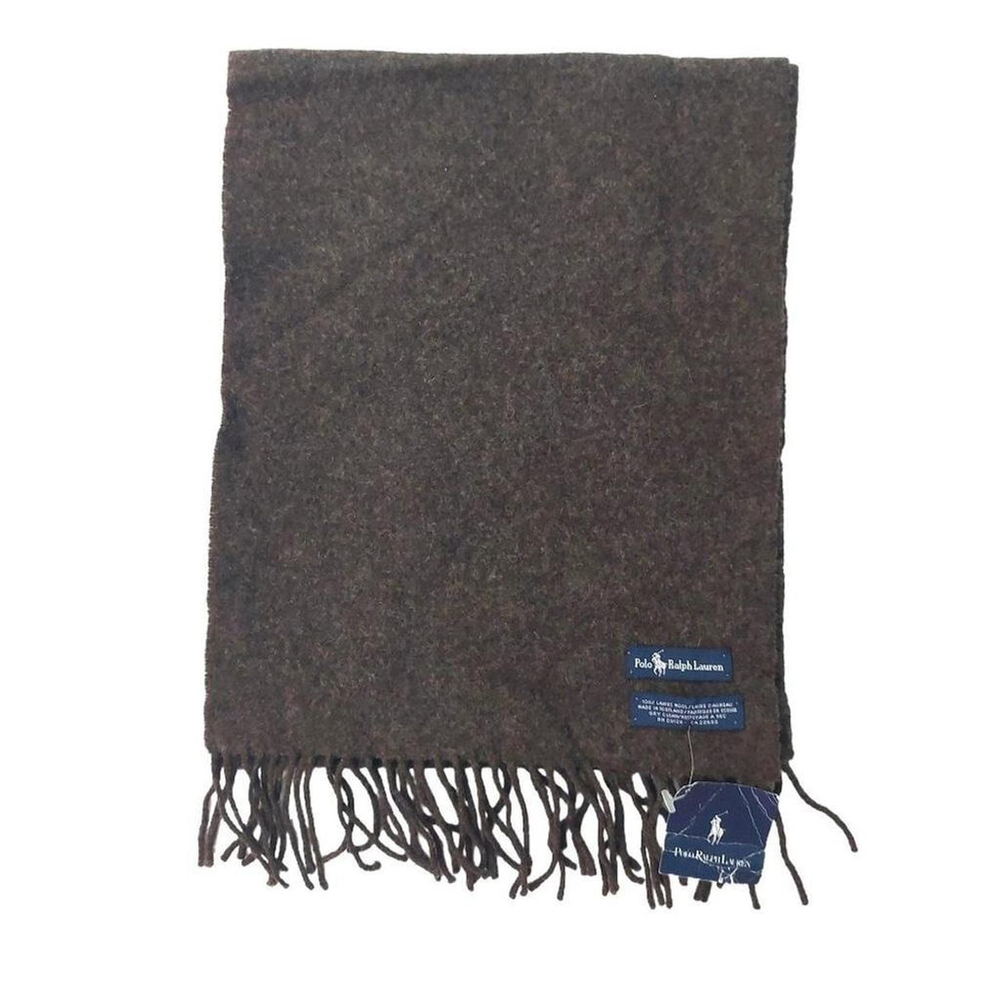 POLO Ralph Lauren Scarf with Embroidered Polo Logo Brown Wool